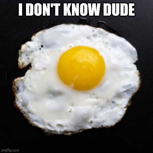 Eggs | I DON'T KNOW DUDE | image tagged in eggs | made w/ Imgflip meme maker