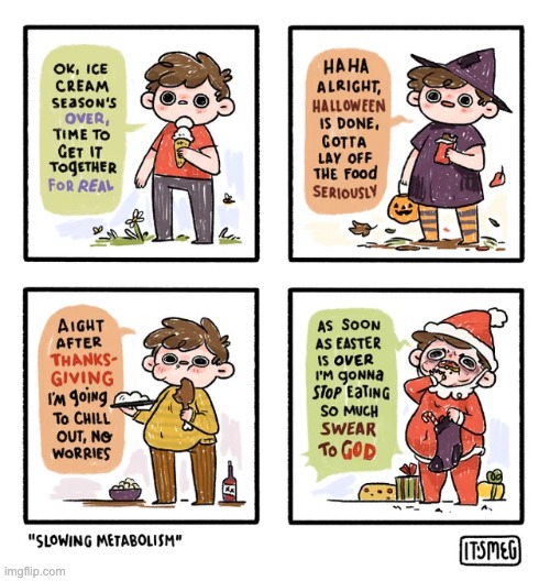 The Yearly Fattening | image tagged in unfunny,comics | made w/ Imgflip meme maker