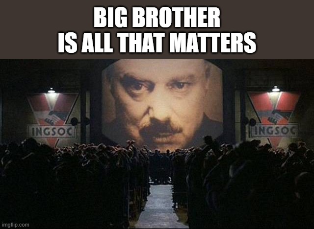 Big Brother 1984 | BIG BROTHER IS ALL THAT MATTERS | image tagged in big brother 1984 | made w/ Imgflip meme maker