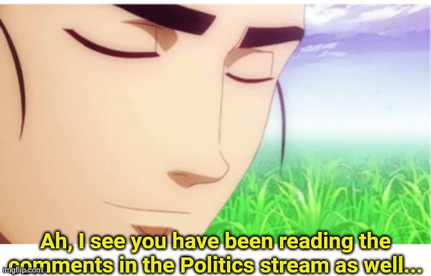 I See You're a Man of Culture clean | Ah, I see you have been reading the comments in the Politics stream as well... | image tagged in i see you're a man of culture clean | made w/ Imgflip meme maker