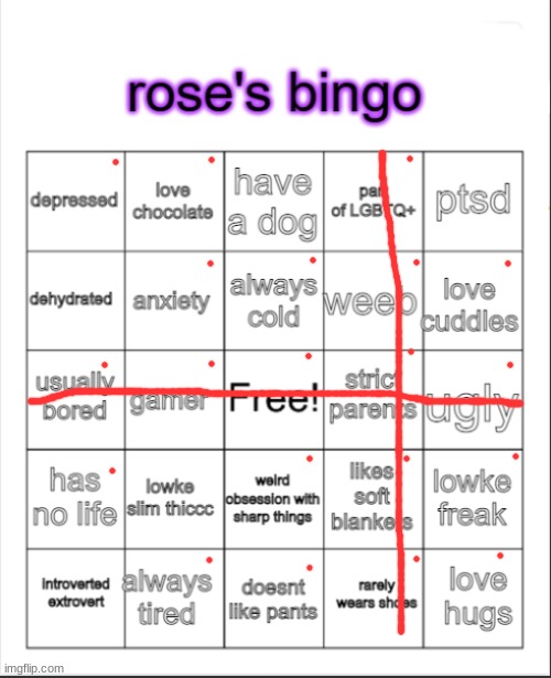 i have a life it's right he-damn where'd i frickin put it?! | image tagged in rose's bingo | made w/ Imgflip meme maker