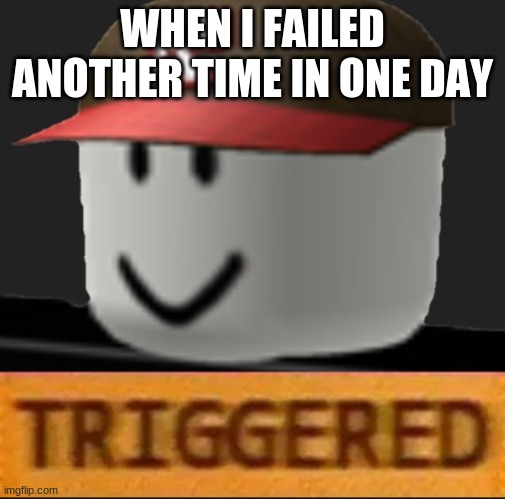 haves this happen | WHEN I FAILED ANOTHER TIME IN ONE DAY | image tagged in roblox triggered | made w/ Imgflip meme maker