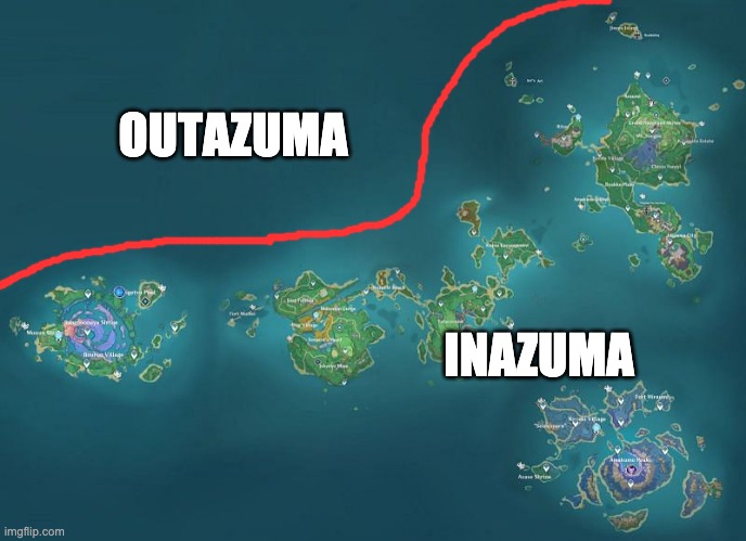 Paimon, give me the map | OUTAZUMA; INAZUMA | image tagged in memes,genshin impact,bad pun,funny | made w/ Imgflip meme maker