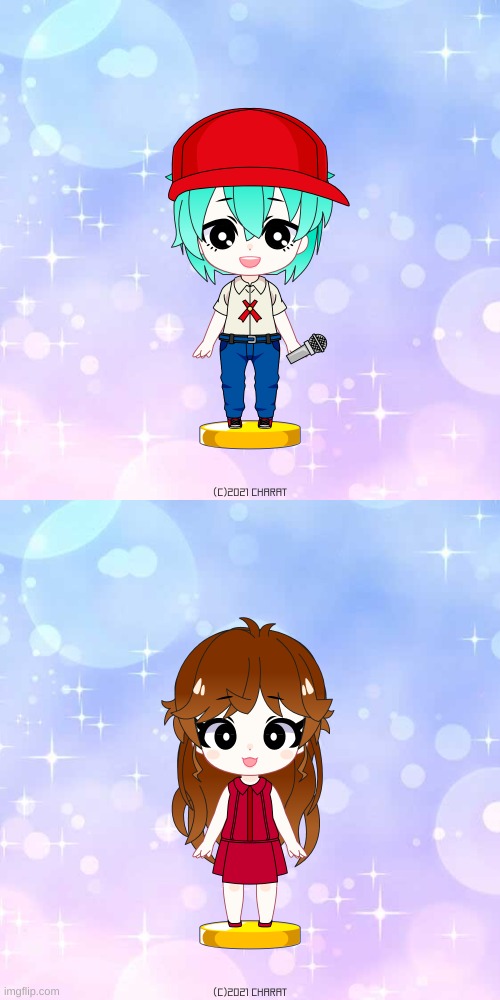 Mini BF and GF | image tagged in charat,chibi,fnf | made w/ Imgflip meme maker
