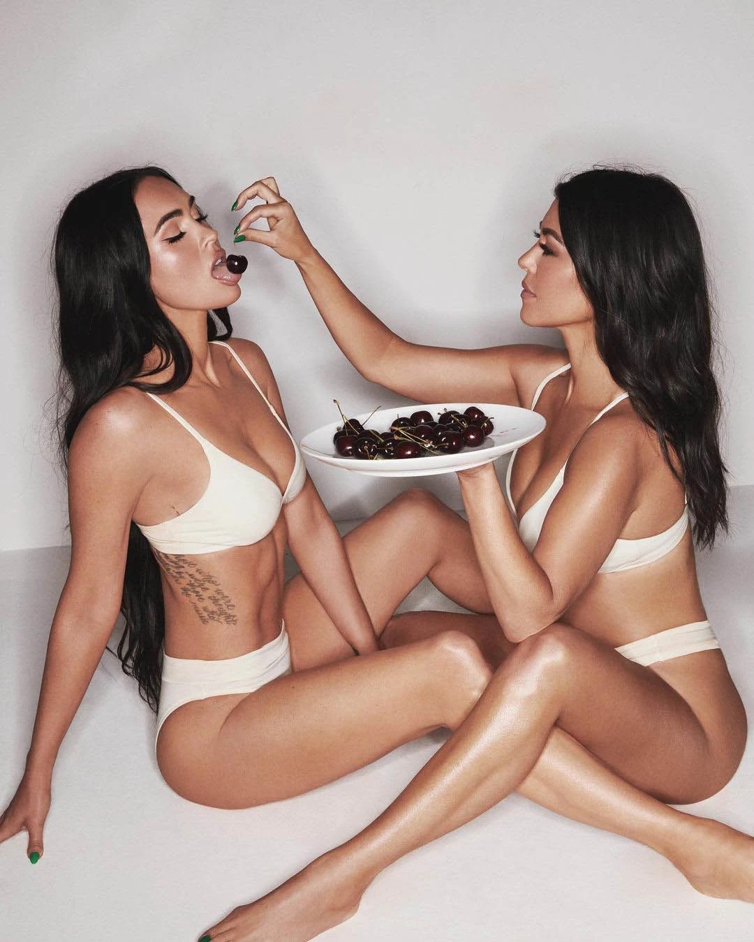 High Quality Kourtney and Megan Eating Cherries Blank Meme Template