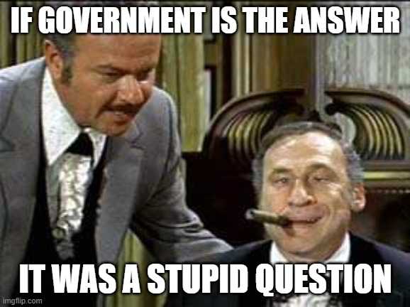 If government is the answer, it was a stupid question. | IF GOVERNMENT IS THE ANSWER; IT WAS A STUPID QUESTION | image tagged in governor lepetomane | made w/ Imgflip meme maker