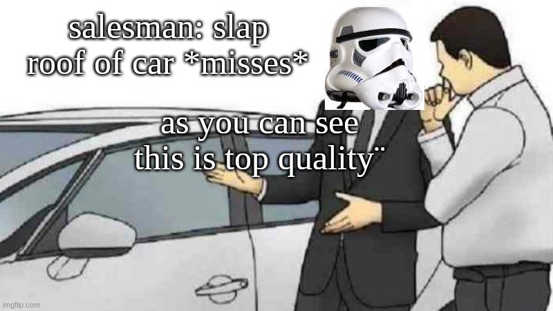 true tho | salesman: slap roof of car *misses*; as you can see this is top quality¨ | image tagged in memes,car salesman slaps roof of car | made w/ Imgflip meme maker