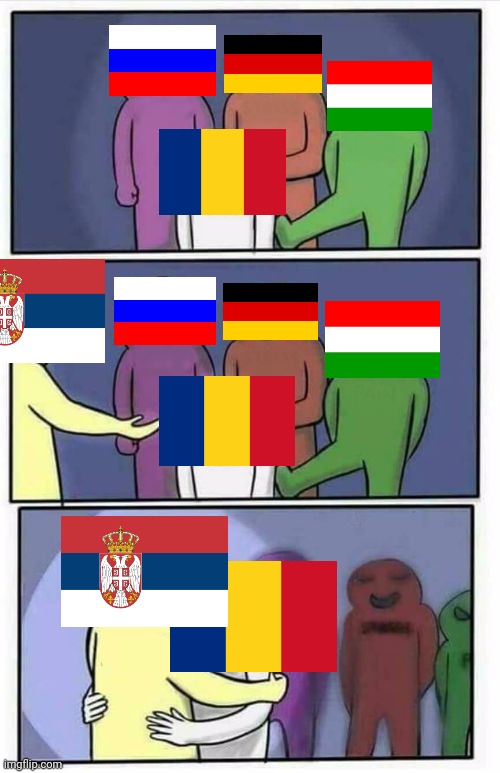 That's why Romania and Serbia are 100% brothers! | image tagged in problems stress pain blank,romania,serbia,russia,germany,hungary | made w/ Imgflip meme maker