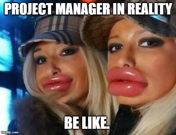 Duck Face Chicks Meme | PROJECT MANAGER IN REALITY BE LIKE. | image tagged in memes,duck face chicks | made w/ Imgflip meme maker