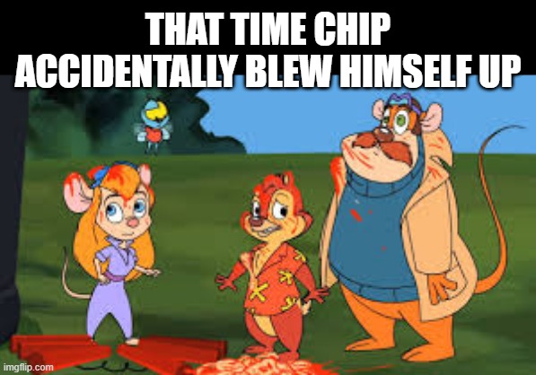 Chipmunk Everywhere | THAT TIME CHIP ACCIDENTALLY BLEW HIMSELF UP | image tagged in classic cartoons,chip n dale | made w/ Imgflip meme maker