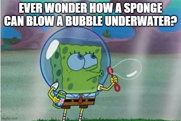 Mystery | EVER WONDER HOW A SPONGE CAN BLOW A BUBBLE UNDERWATER? | image tagged in classic cartoons | made w/ Imgflip meme maker