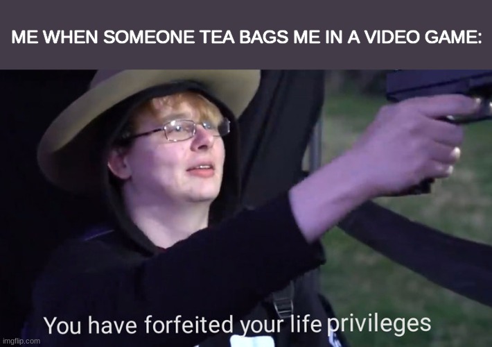 rub sakt to thw wounds |  ME WHEN SOMEONE TEA BAGS ME IN A VIDEO GAME: | image tagged in you have forfeited your life privileges,funny,gaming,relatable,hilarious | made w/ Imgflip meme maker