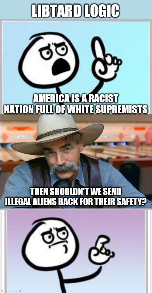 LIBTARD LOGIC; AMERICA IS A RACIST NATION FULL OF WHITE SUPREMISTS; THEN SHOULDN'T WE SEND ILLEGAL ALIENS BACK FOR THEIR SAFETY? | image tagged in wait what | made w/ Imgflip meme maker