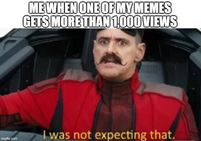This has happened to me few times... | ME WHEN ONE OF MY MEMES GETS MORE THAN 1,000 VIEWS | image tagged in i was not expecting that,rare,wow,memes,fun,oh wow are you actually reading these tags | made w/ Imgflip meme maker