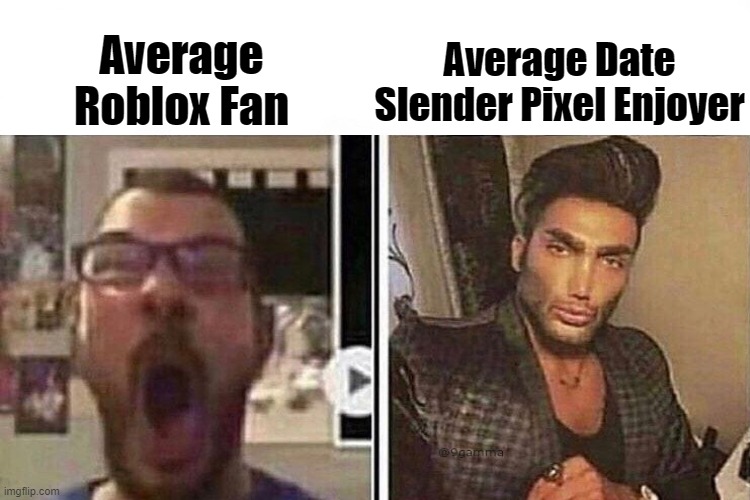 bobloc | Average Date Slender Pixel Enjoyer; Average Roblox Fan | image tagged in roblox | made w/ Imgflip meme maker