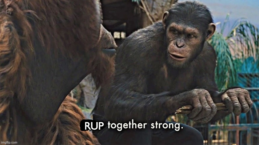 Ape together strong | RUP | image tagged in ape together strong | made w/ Imgflip meme maker