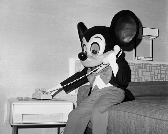 High Quality Mickey On the Phone Blank Meme Template