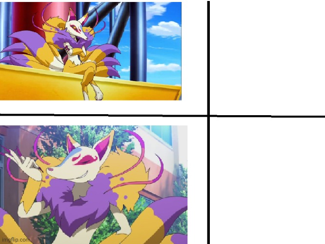 Whoever made this template I got mad respect for | image tagged in kyubi drake hotline bling parody | made w/ Imgflip meme maker