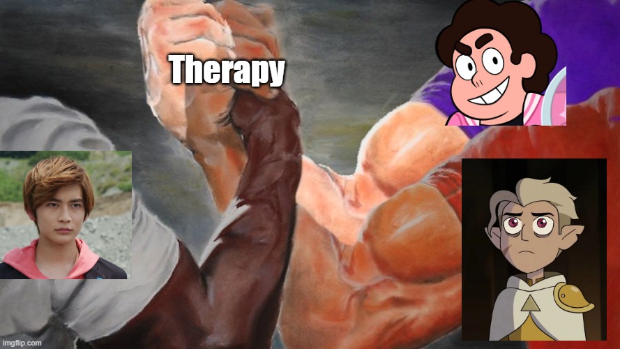 Epic Handshake Three Way | Therapy | image tagged in epic handshake three way | made w/ Imgflip meme maker