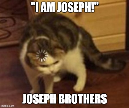 Joseph's Brothers Being Speechless |  "I AM JOSEPH!"; JOSEPH BROTHERS | image tagged in loading cat,the bible | made w/ Imgflip meme maker