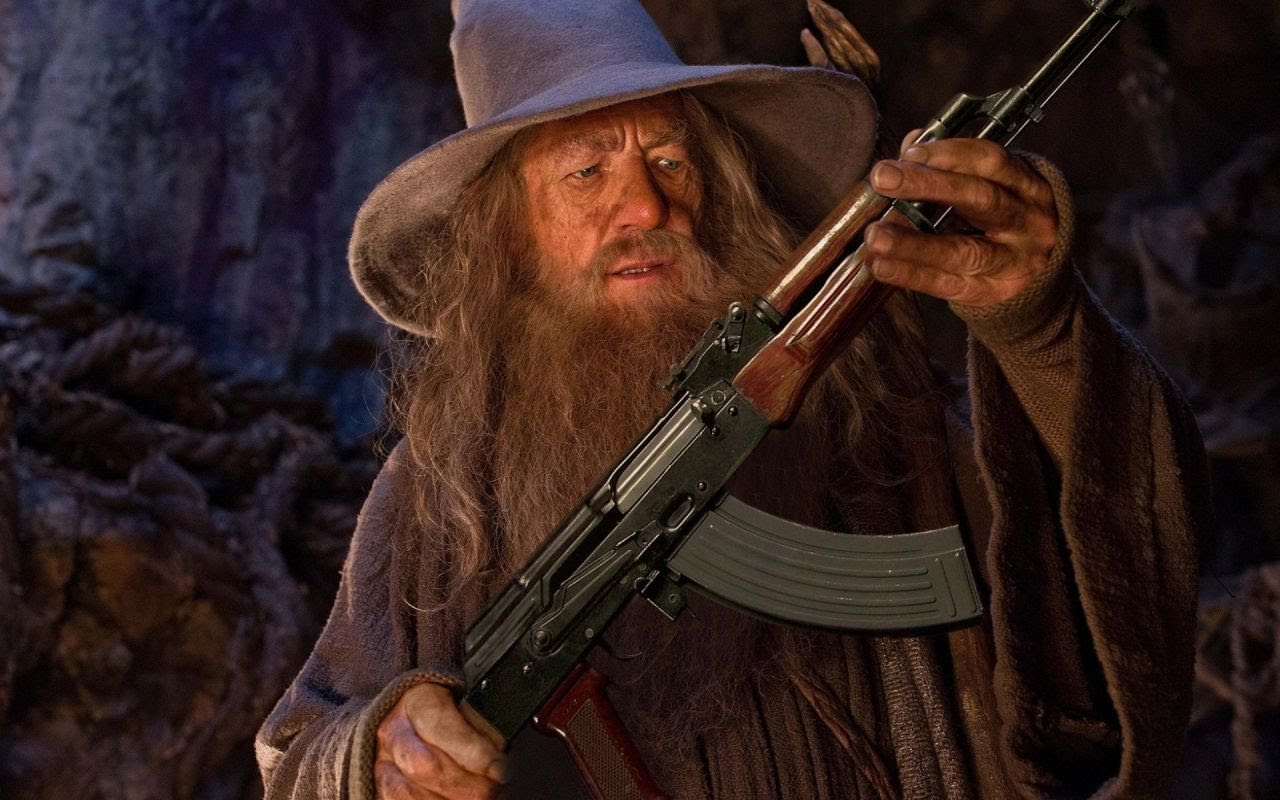 Wizard with a gu Blank Meme Template