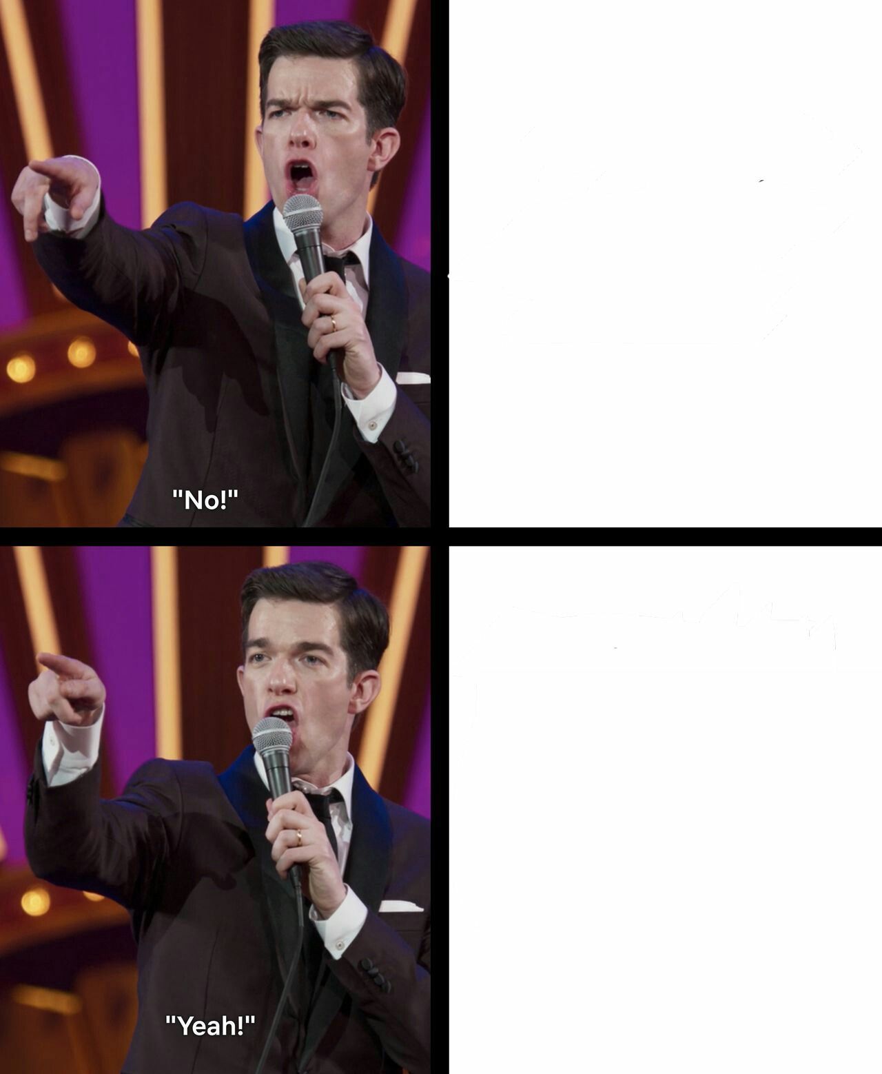 john mulaney drake meme alternative Blank Meme Template