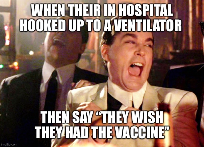 Good Fellas Hilarious | WHEN THEIR IN HOSPITAL HOOKED UP TO A VENTILATOR; THEN SAY “THEY WISH THEY HAD THE VACCINE” | image tagged in memes,good fellas hilarious,vaccine,covid 19,vaccinated | made w/ Imgflip meme maker