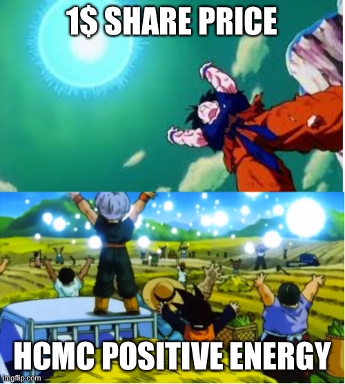 goku spirit bomb | 1$ SHARE PRICE; HCMC POSITIVE ENERGY | image tagged in goku spirit bomb | made w/ Imgflip meme maker