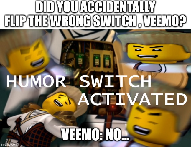 Humor Switch Activated | DID YOU ACCIDENTALLY FLIP THE WRONG SWITCH IN THE GAME, VEEMO? VEEMO: NO… | image tagged in humor switch activated | made w/ Imgflip meme maker