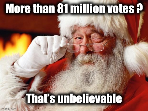 santa | More than 81 million votes ? That's unbelievable | image tagged in santa | made w/ Imgflip meme maker