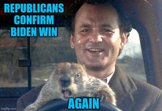 Groundhog Day | REPUBLICANS CONFIRM BIDEN WIN; AGAIN | image tagged in groundhog day | made w/ Imgflip meme maker