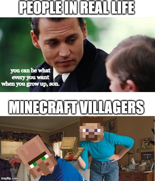 e | image tagged in minecraft,villager | made w/ Imgflip meme maker