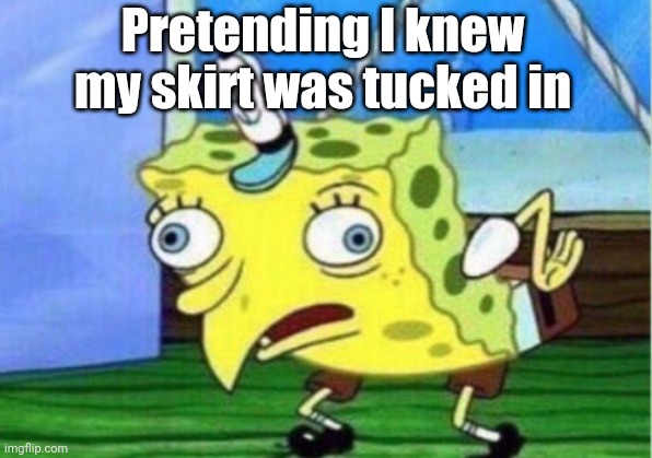 Skirt | Pretending I knew my skirt was tucked in | image tagged in memes,mocking spongebob | made w/ Imgflip meme maker