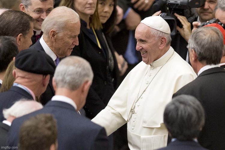 Pope Francis meets with THE DEVIL HIMSELF!! /s | image tagged in joe biden pope francis catholic | made w/ Imgflip meme maker