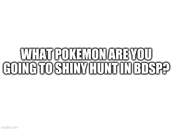 Blank White Template | WHAT POKEMON ARE YOU GOING TO SHINY HUNT IN BDSP? | image tagged in blank white template | made w/ Imgflip meme maker