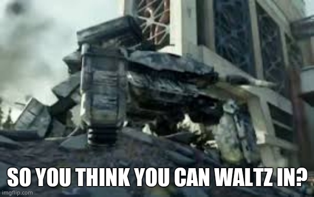 Walker tank | SO YOU THINK YOU CAN WALTZ IN? | image tagged in walker tank | made w/ Imgflip meme maker