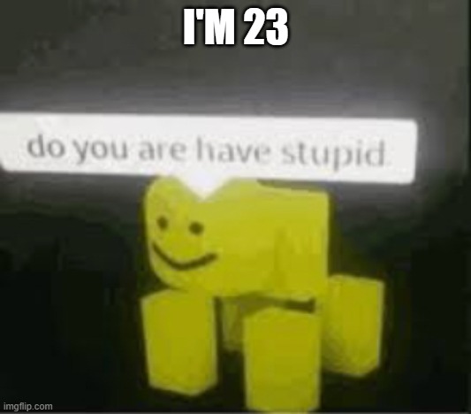do you are have stupid | I'M 23 | image tagged in do you are have stupid | made w/ Imgflip meme maker