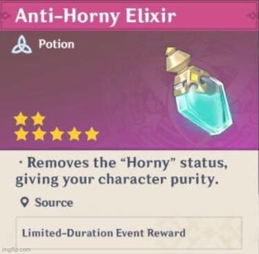 Wait stop scrolling take this | image tagged in anti horny elixir | made w/ Imgflip meme maker