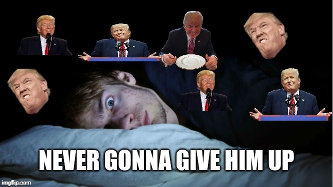Extreme TDS | NEVER GONNA GIVE HIM UP | image tagged in extreme tds | made w/ Imgflip meme maker