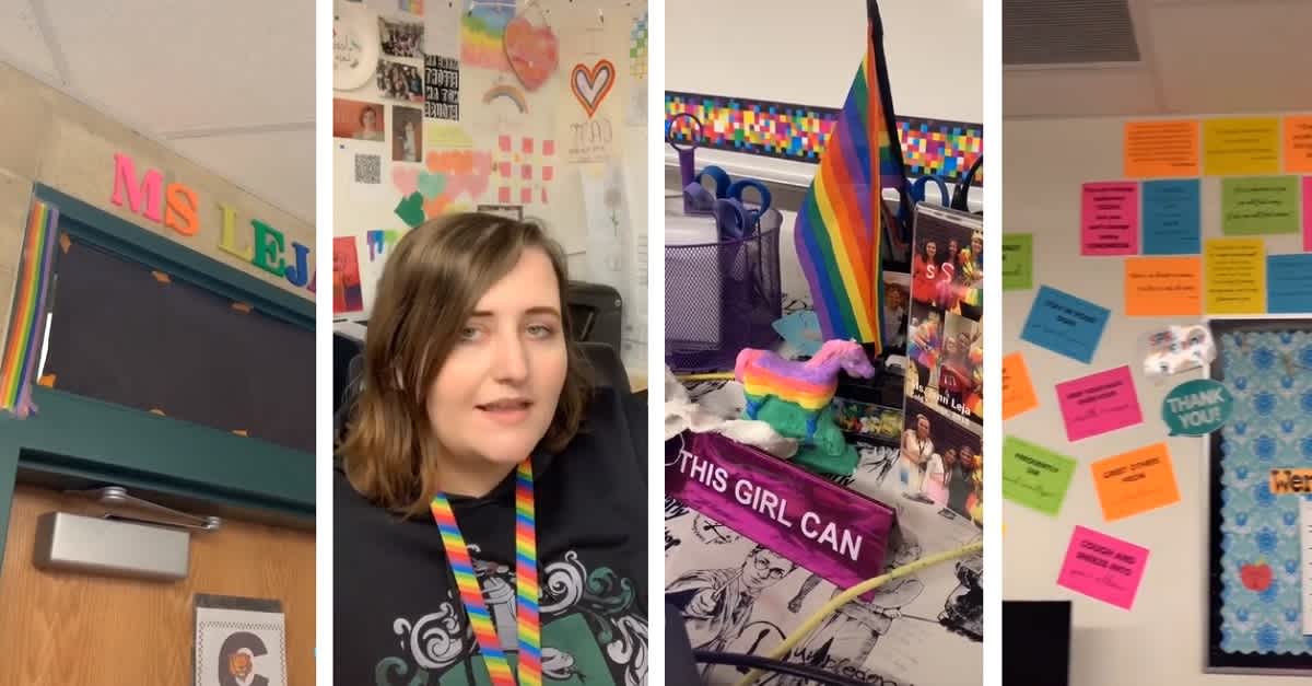 LGBTQ teacher decorates classroom with pride items Blank Meme Template