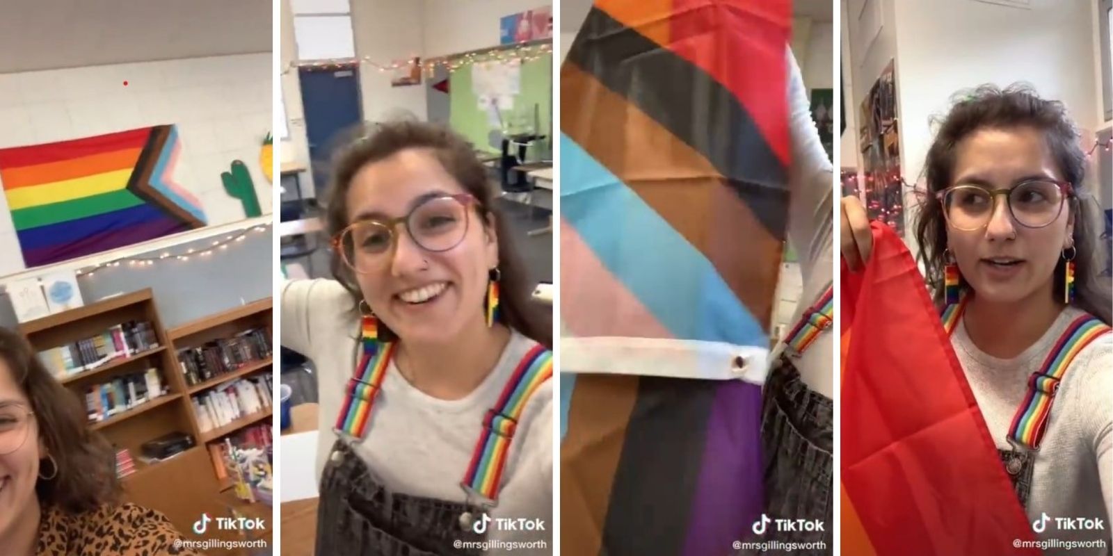 High Quality Teacher puts LGBTQ flag in classroom Blank Meme Template