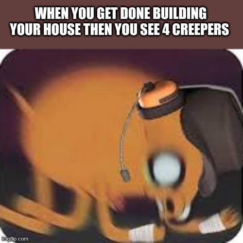 WHEN YOU GET DONE BUILDING YOUR HOUSE THEN YOU SEE 4 CREEPERS | made w/ Imgflip meme maker