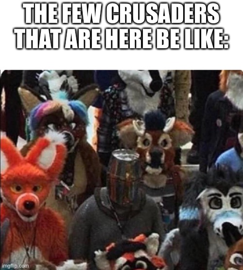 We appreciate you for supporting us (originally submitted in the wrong stream by accident lol) | THE FEW CRUSADERS THAT ARE HERE BE LIKE: | made w/ Imgflip meme maker