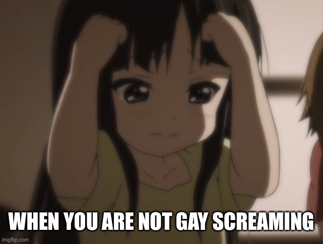 OH SHIT | WHEN YOU ARE NOT GAY SCREAMING | image tagged in anime girl | made w/ Imgflip meme maker