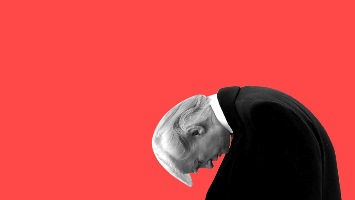 High Quality Trump, a consistent, eternal failure bows his head in defeat Blank Meme Template