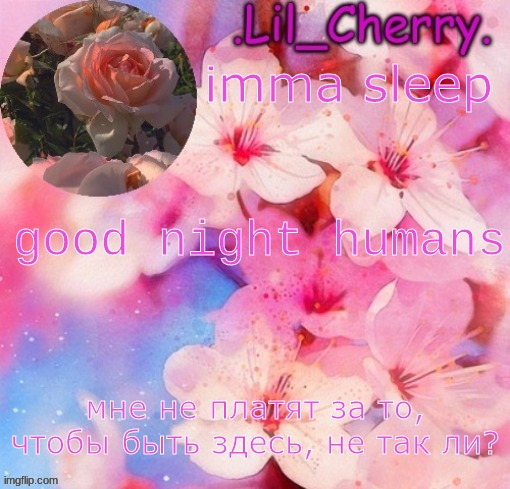 Lil_Cherrys Announcement Table. | imma sleep; good night humans | image tagged in lil_cherrys announcement table | made w/ Imgflip meme maker