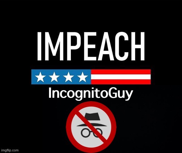 We are gathering witnesses willing to testify against IG. Please comment below or Memechat me to remain anonymous. | image tagged in impeach incognitoguy,impeach,the,incognito,guy,incognitoguy | made w/ Imgflip meme maker