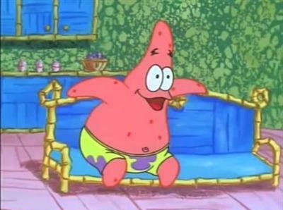 Patrick Star sitting on couch Blank Meme Template