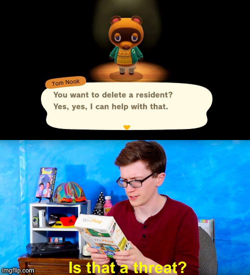 Tem Nook | image tagged in is that a threat,animal crossing,tom nook | made w/ Imgflip meme maker
