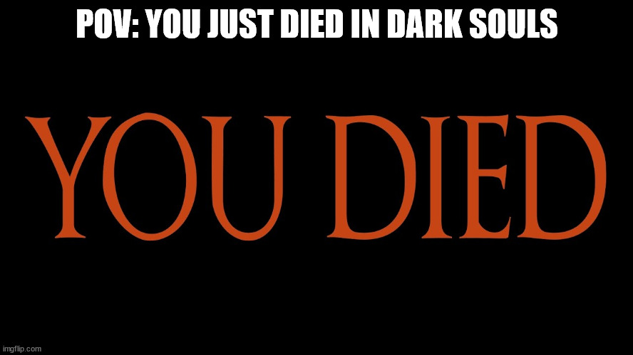 POV: | POV: YOU JUST DIED IN DARK SOULS | image tagged in dark souls you died | made w/ Imgflip meme maker